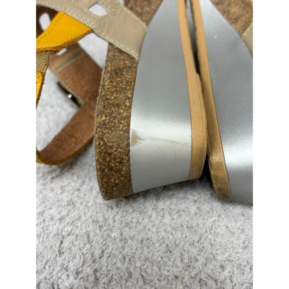 Naot Women's White Tan Leather Wedge Heel Sandals Size 10 AS IS #59861 - Picture 8 of 8